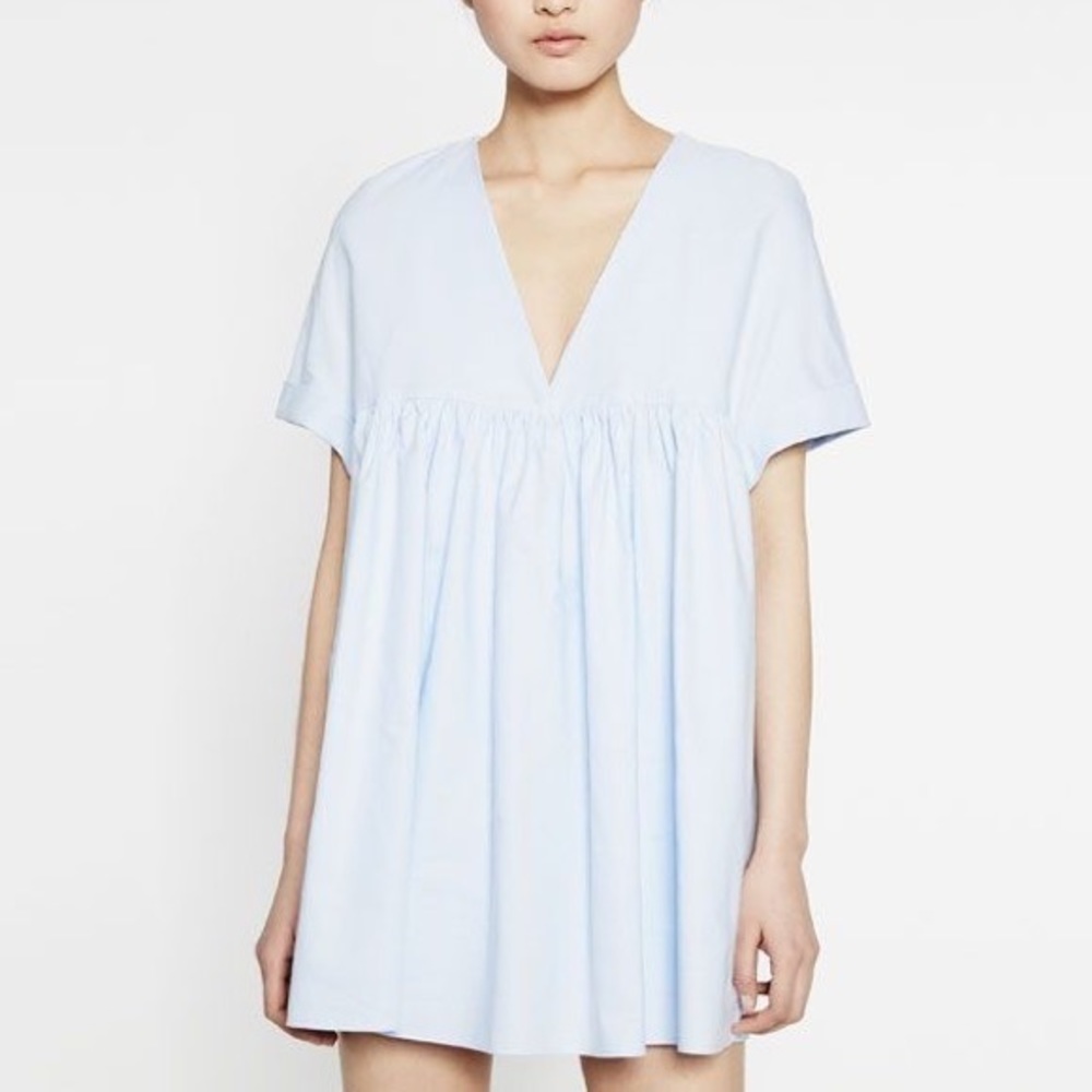*RARE Zara baby blue poplin dress romper size M